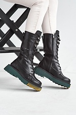 Demi-season high platform boots made of black genuine leather  8019035 photo №4
