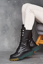 Demi-season high platform boots made of black genuine leather  8019035 photo №6