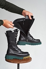 Demi-season high platform boots made of black genuine leather  8019035 photo №9