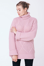 Рожевий светр з високим коміром у візерунок "ромби"  4037036 фото №1