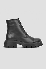 Зимние женские ботинки из черной мягкой фактурной кожи  4206036 фото №2