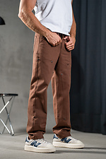 Men's straight pants made of cotton Jeans Casual Brown Teamv 8034036 photo №2