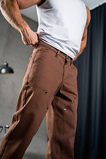 Men's straight pants made of cotton Jeans Casual Brown Teamv 8034036 photo №4