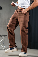 Men's straight pants made of cotton Jeans Casual Brown Teamv 8034036 photo №5
