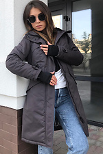 Warmer schokofarbener Parka für den Winter mit Kapuze und Leggings AllReal 8042036 Foto №1