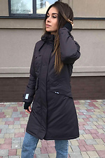 Warm chocolate-colored parka for the winter with a hood and leggings AllReal 8042036 photo №2