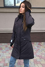Warmer schokofarbener Parka für den Winter mit Kapuze und Leggings AllReal 8042036 Foto №2