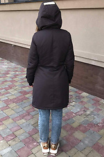 Warm chocolate-colored parka for the winter with a hood and leggings AllReal 8042036 photo №5