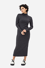 Golfowa sukienka maxi FLORI-1 czarna w białe paski Garne 3042037 zdjęcie №1