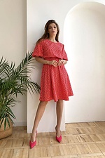 Red chiffon mini dress with wide puff sleeves NENKA 3103037 photo №2
