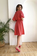 Red chiffon mini dress with wide puff sleeves NENKA 3103037 photo №3