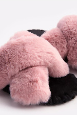 Женские домашние тапочки из меха кролика розового цвета Family Story 4008037 фото №6