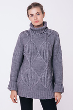 Сірий светр з високим коміром у візерунок "ромби"  4037037 фото №1