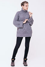 Сірий светр з високим коміром у візерунок "ромби"  4037037 фото №3