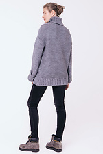 Сірий светр з високим коміром у візерунок "ромби"  4037037 фото №4