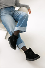 Damen-Wintersneaker aus natürlichem schwarzem Wildleder 4207037 Foto №2