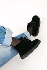 Damen-Wintersneaker aus natürlichem schwarzem Wildleder 4207037 Foto №3