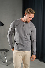 Herren Strick-Longsleeve mit Knopfleiste lang lässig grau Teamv 8034037 Foto №2