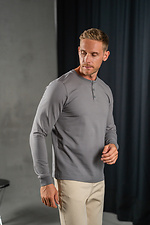 Herren Strick-Longsleeve mit Knopfleiste lang lässig grau Teamv 8034037 Foto №3