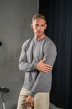 Herren Strick-Longsleeve mit Knopfleiste lang lässig grau Teamv 8034037 Foto №4