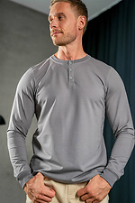 Herren Strick-Longsleeve mit Knopfleiste lang lässig grau Teamv 8034037 Foto №5