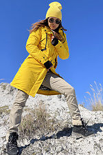 Warm yellow parka for the winter with a hood and leggings AllReal 8042037 photo №2