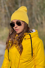 Теплая парка на зиму желтого цвета с капюшоном и крагами AllReal 8042037 фото №6