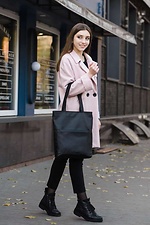 Большая черная сумка шоппер из кожзама с внешним карманом SamBag 8045037 фото №2