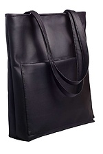 Большая черная сумка шоппер из кожзама с внешним карманом SamBag 8045037 фото №3