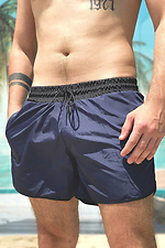 Короткие плавательные шорты синего цвета из плащевки GRUF 8048037 фото №2