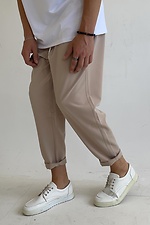 Мужские укороченные брюки мом бежевого цвета GRUF 8050037 фото №3