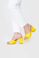 Summer open slippers made of yellow genuine leather Garne 3200038 photo №1