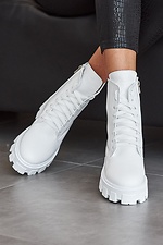 Белые зимние ботинки в армейском стиле на платформе 8019038 фото №8
