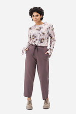 Укороченные трикотажные брюки EBBY прямого кроя темно-пудрового цвета Garne 3042039 фото №2
