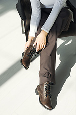 Women's leather classic demi-season boots in brown color  4207039 photo №1
