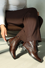 Women's leather classic demi-season boots in brown color  4207039 photo №2