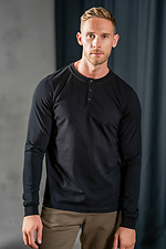 Мужской трикотажный лонгслив с планкой на пуговицах Long Casual Черный Teamv 8034039 фото №1