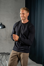 Мужской трикотажный лонгслив с планкой на пуговицах Long Casual Черный Teamv 8034039 фото №2