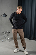 Мужской трикотажный лонгслив с планкой на пуговицах Long Casual Черный Teamv 8034039 фото №3