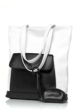 Большая белая сумка шоппер из кожзама с внешним карманом SamBag 8045039 фото №5