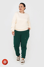 Утеплені штани на флісі з кишенями смарагдового кольору Garne 3041040 фото №2