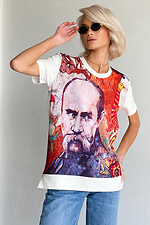 Oversized cotton T-shirt for girls with a portrait of Taras Shevchenko NENKA 3103040 photo №1