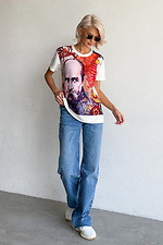 Oversized cotton T-shirt for girls with a portrait of Taras Shevchenko NENKA 3103040 photo №2