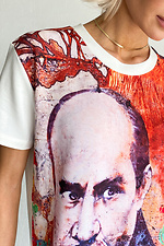 Oversized cotton T-shirt for girls with a portrait of Taras Shevchenko NENKA 3103040 photo №3