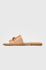 Beige leather flip flops with metallic details and square toe Garne 3200040 photo №3