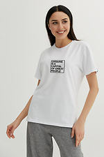 Weißes Baumwoll-T-Shirt mit patriotischem Aufdruck Garne 9001040 Foto №1