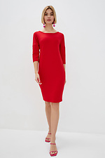 Красное трикотажное платье NONA по фигуре с укороченными рукавами Garne 3038041 фото №2