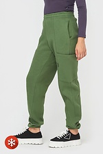 Утепленные штаны на флисе с карманами зеленого цвета Garne 3041041 фото №3