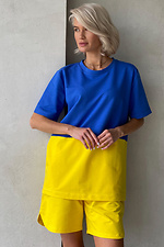 Niebiesko-żółta bawełniana koszulka oversize dla dziewczynki NENKA 3103041 zdjęcie №1