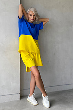 Niebiesko-żółta bawełniana koszulka oversize dla dziewczynki NENKA 3103041 zdjęcie №3